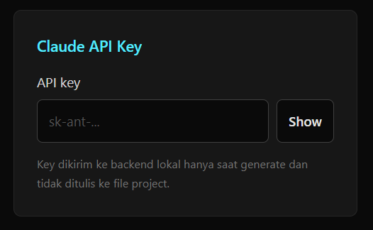 Panel Claude API Key SONAQO Reels AI