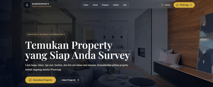 Tampilan homepage Sonproperty.id