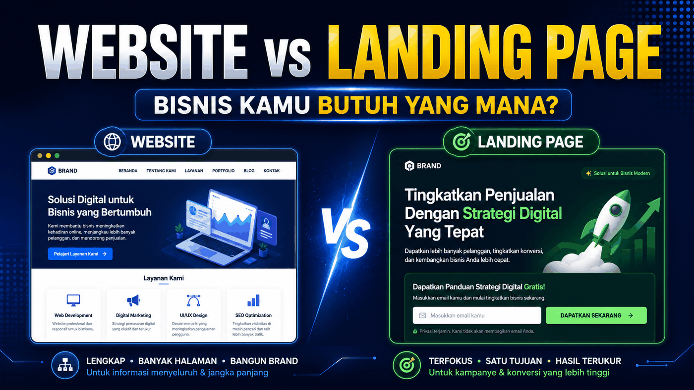 Website vs landing page untuk bisnis